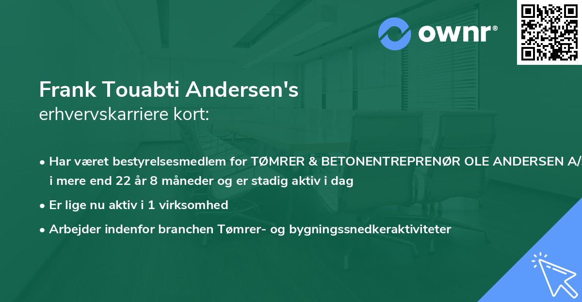 Frank Touabti Andersen's erhvervskarriere kort