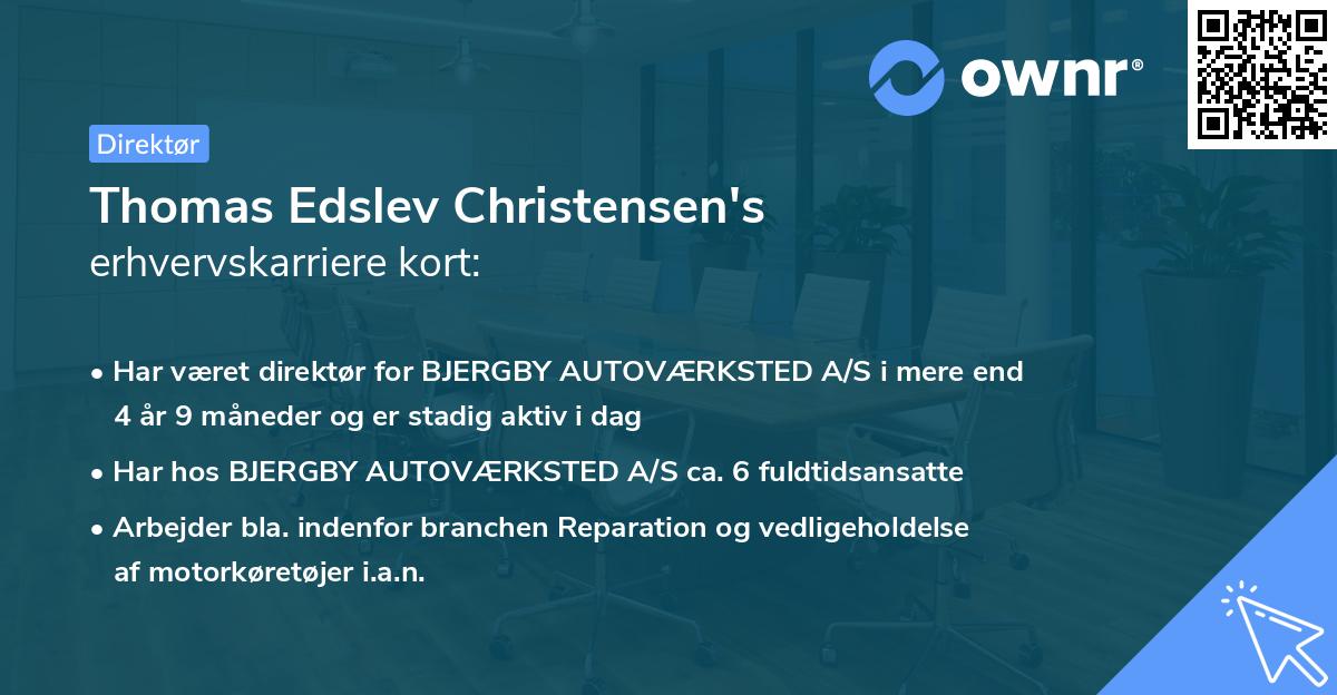 Thomas Edslev Christensen's erhvervskarriere kort