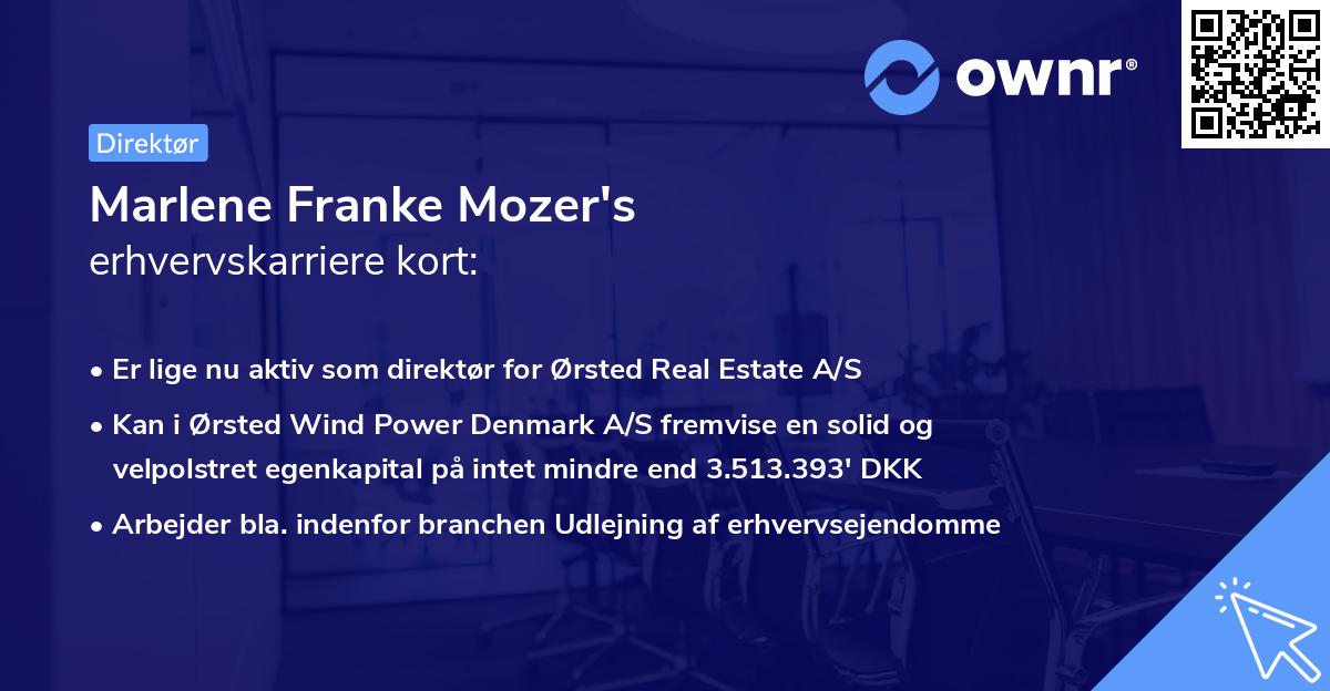 Marlene Franke Mozer's erhvervskarriere kort
