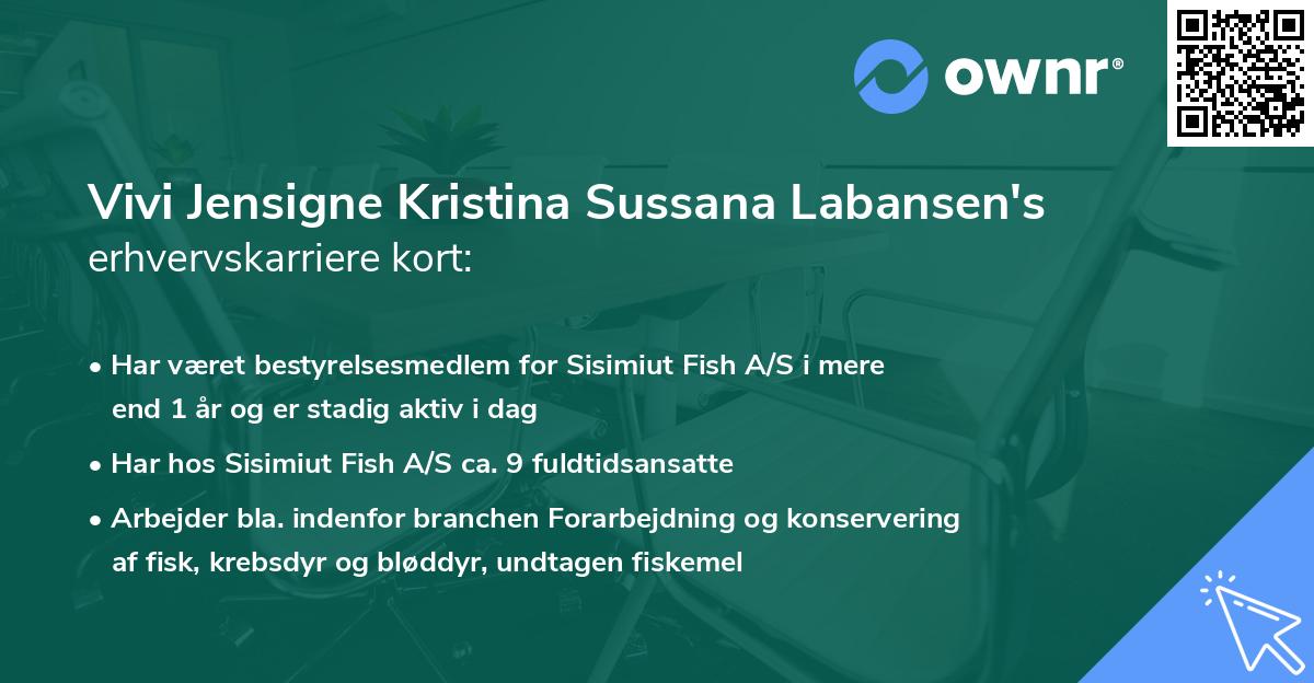 Vivi Jensigne Kristina Sussana Labansen's erhvervskarriere kort