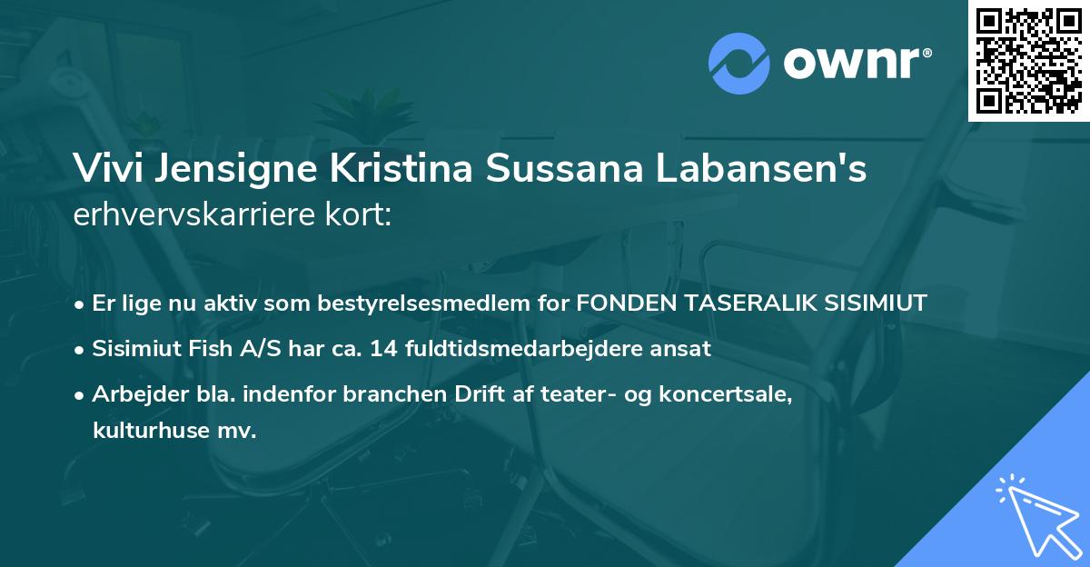 Vivi Jensigne Kristina Sussana Labansen's erhvervskarriere kort