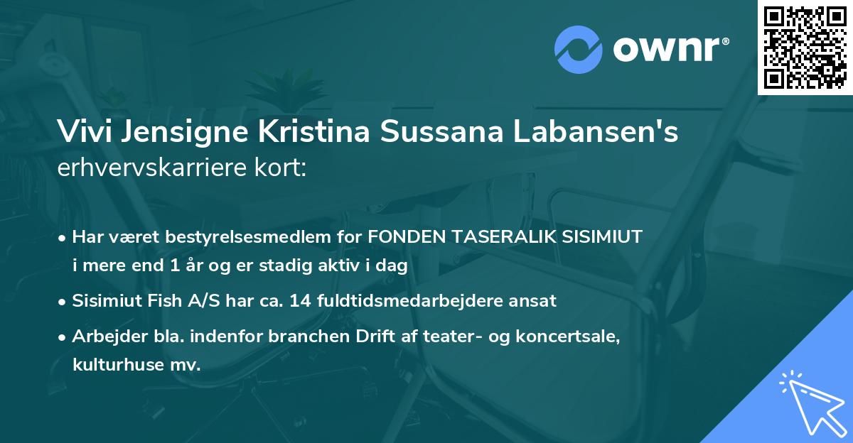 Vivi Jensigne Kristina Sussana Labansen's erhvervskarriere kort