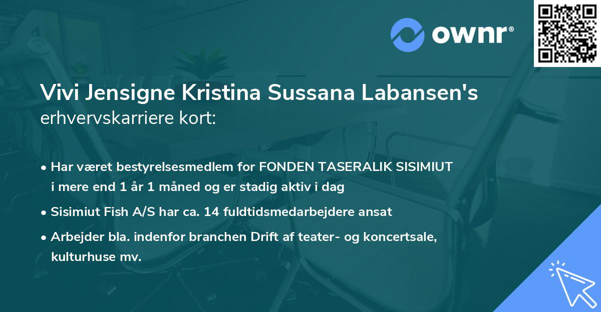Vivi Jensigne Kristina Sussana Labansen's erhvervskarriere kort