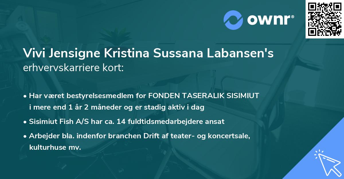 Vivi Jensigne Kristina Sussana Labansen's erhvervskarriere kort