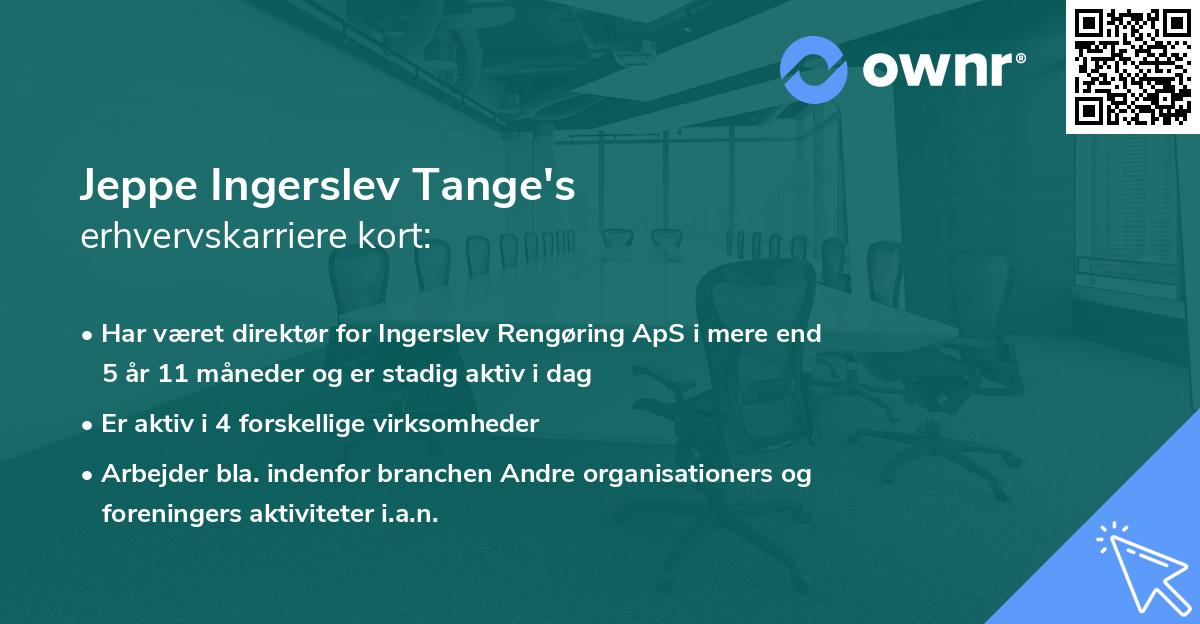 Jeppe Ingerslev Tange's erhvervskarriere kort