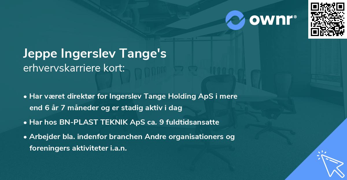 Jeppe Ingerslev Tange's erhvervskarriere kort