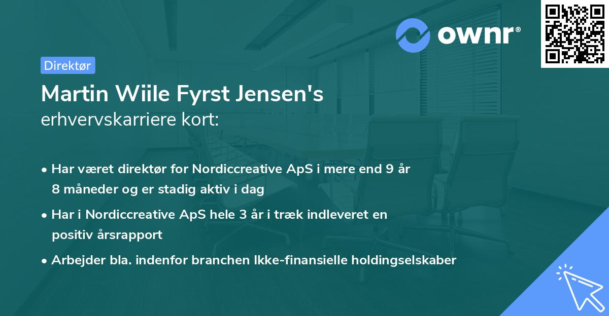 Martin Wiile Fyrst Jensen's erhvervskarriere kort