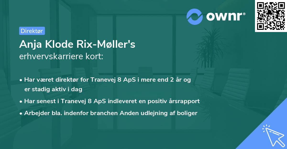Anja Klode Rix-Møller's erhvervskarriere kort