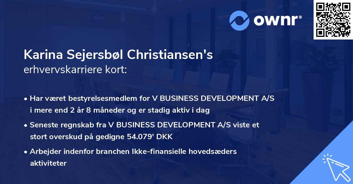 Karina Sejersbøl Christiansen's erhvervskarriere kort