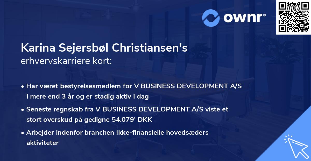 Karina Sejersbøl Christiansen's erhvervskarriere kort