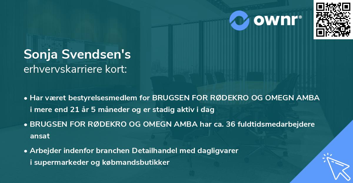 Sonja Svendsen's erhvervskarriere kort
