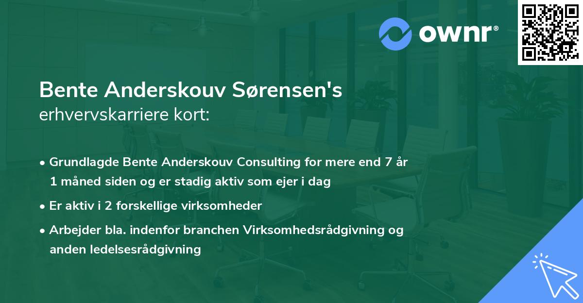 Bente Anderskouv Sørensen's erhvervskarriere kort