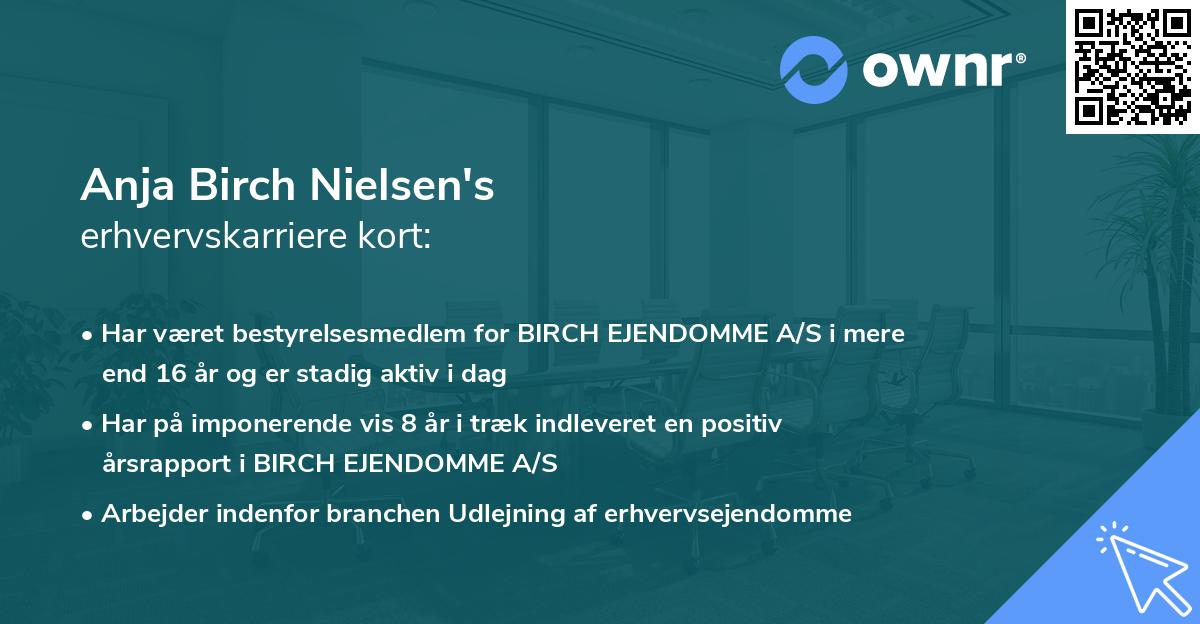 Anja Birch Nielsen's erhvervskarriere kort