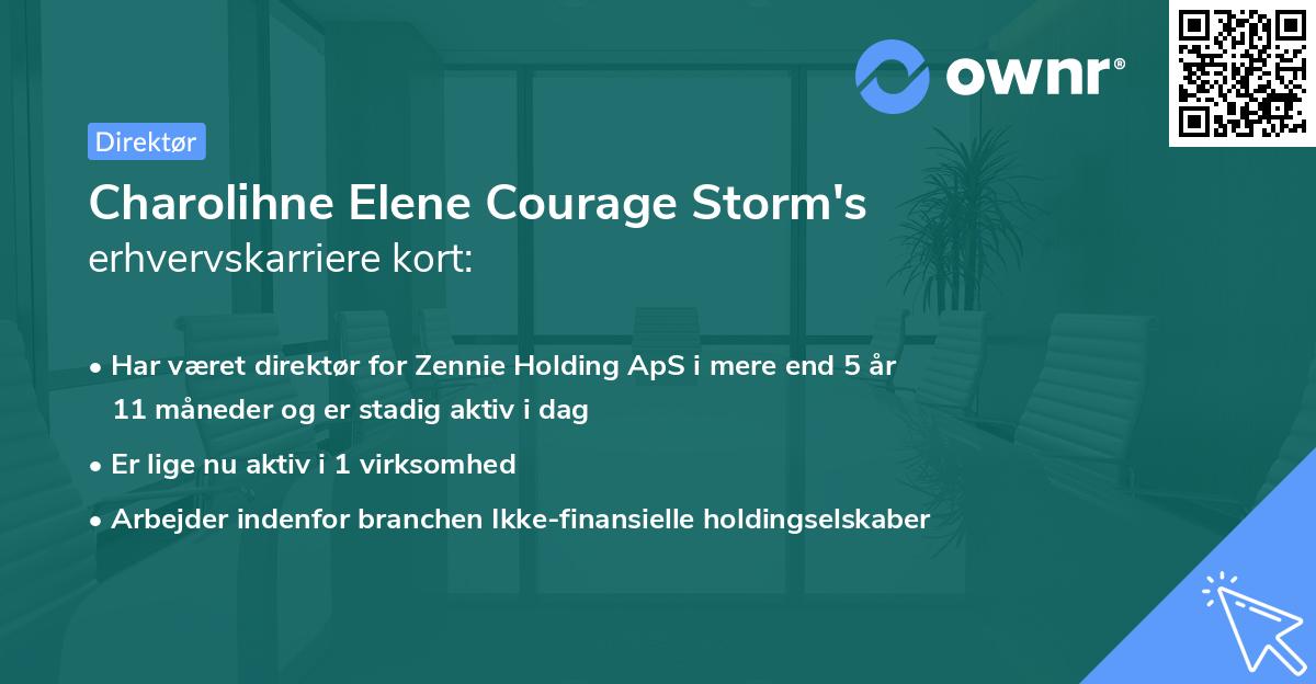 Charolihne Elene Courage Storm's erhvervskarriere kort
