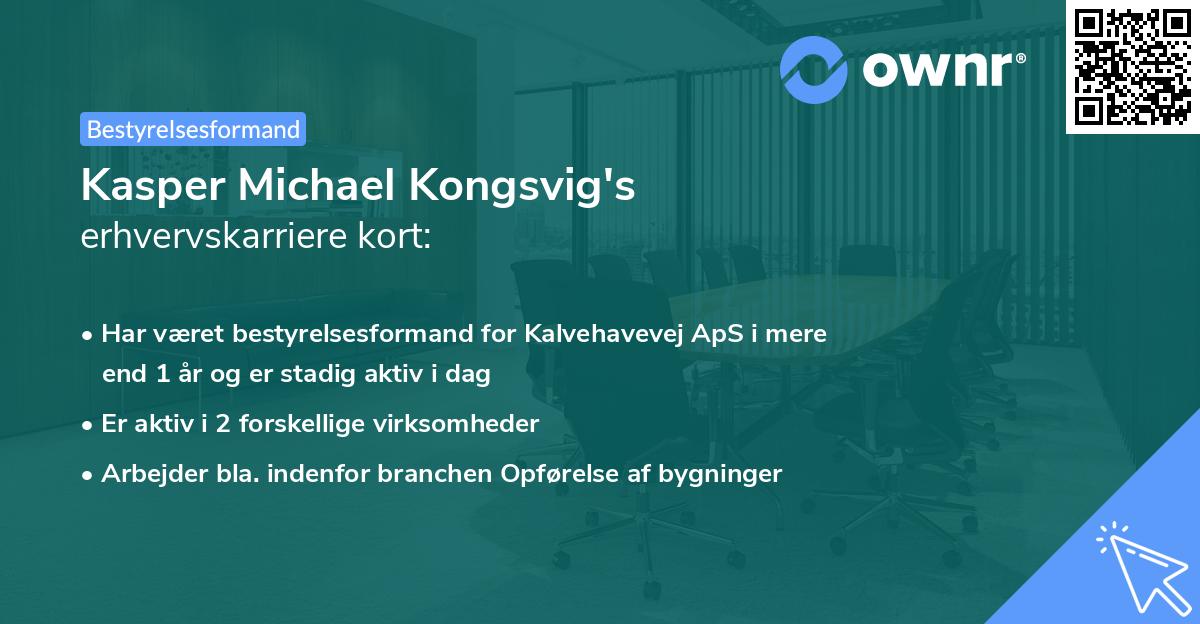 Kasper Michael Kongsvig's erhvervskarriere kort