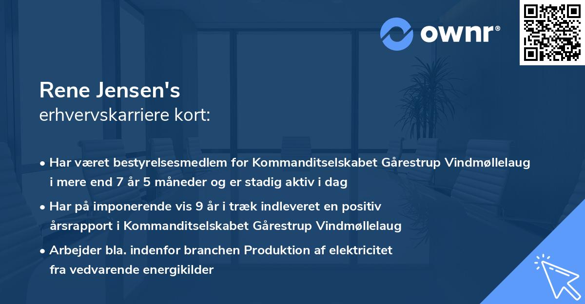 Rene Jensen's erhvervskarriere kort