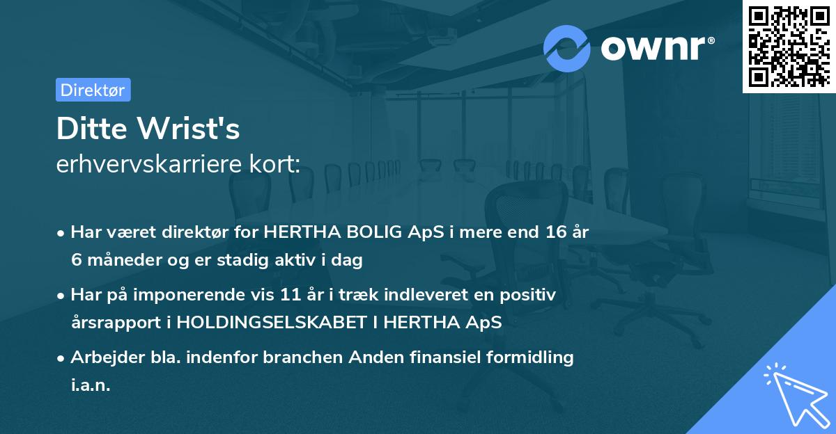 Ditte Wrist's erhvervskarriere kort