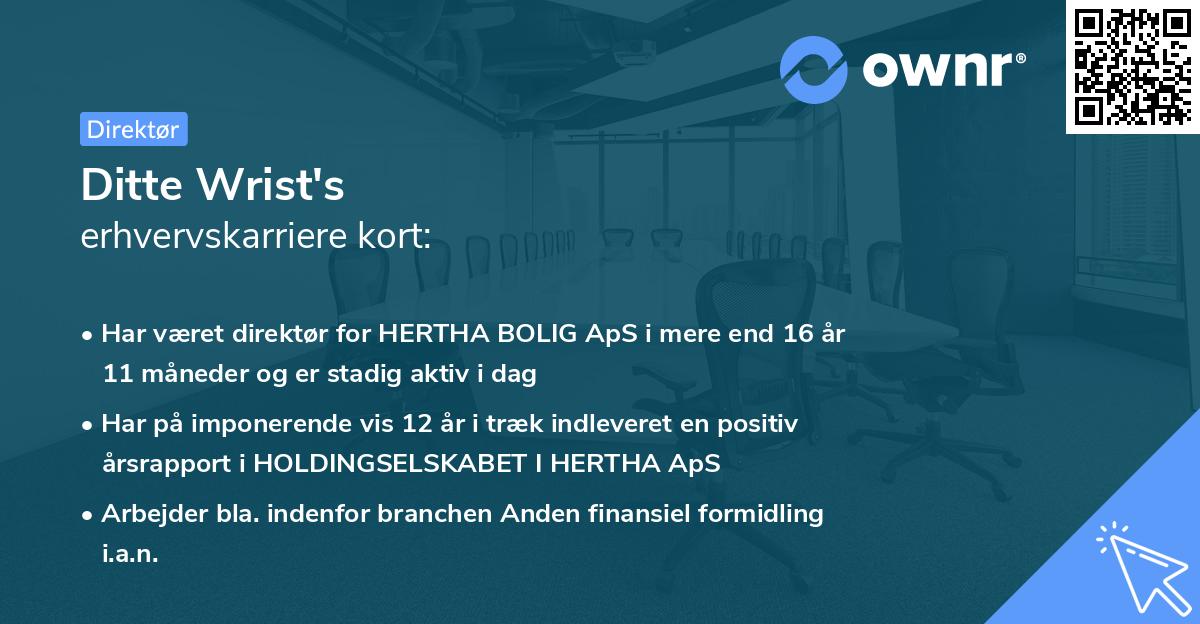 Ditte Wrist's erhvervskarriere kort
