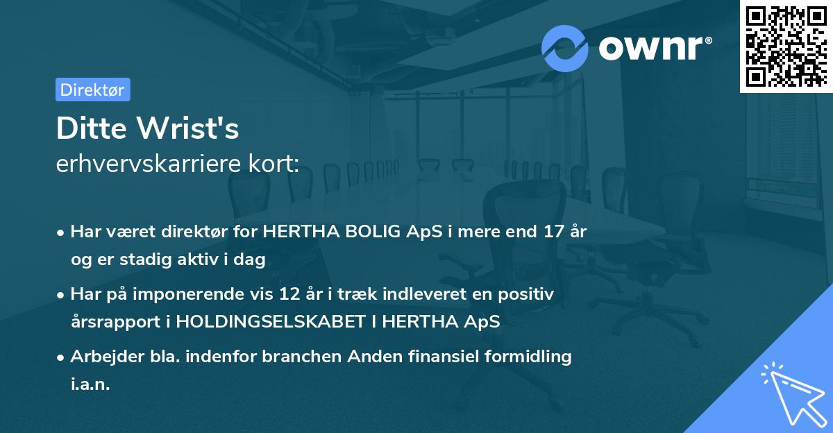 Ditte Wrist's erhvervskarriere kort