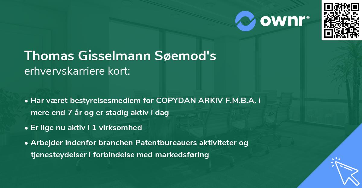 Thomas Gisselmann Søemod's erhvervskarriere kort