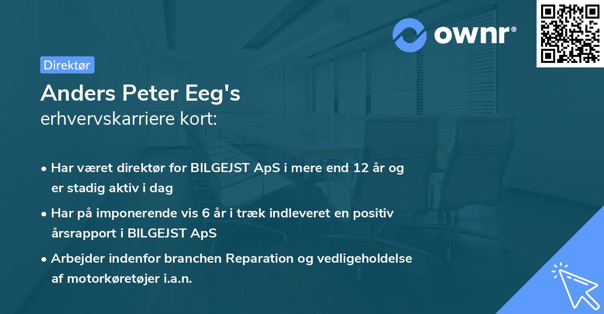 Anders Peter Eeg's erhvervskarriere kort