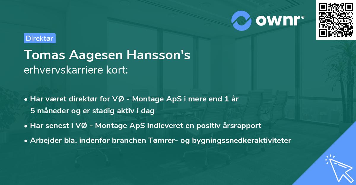 Tomas Aagesen Hansson's erhvervskarriere kort