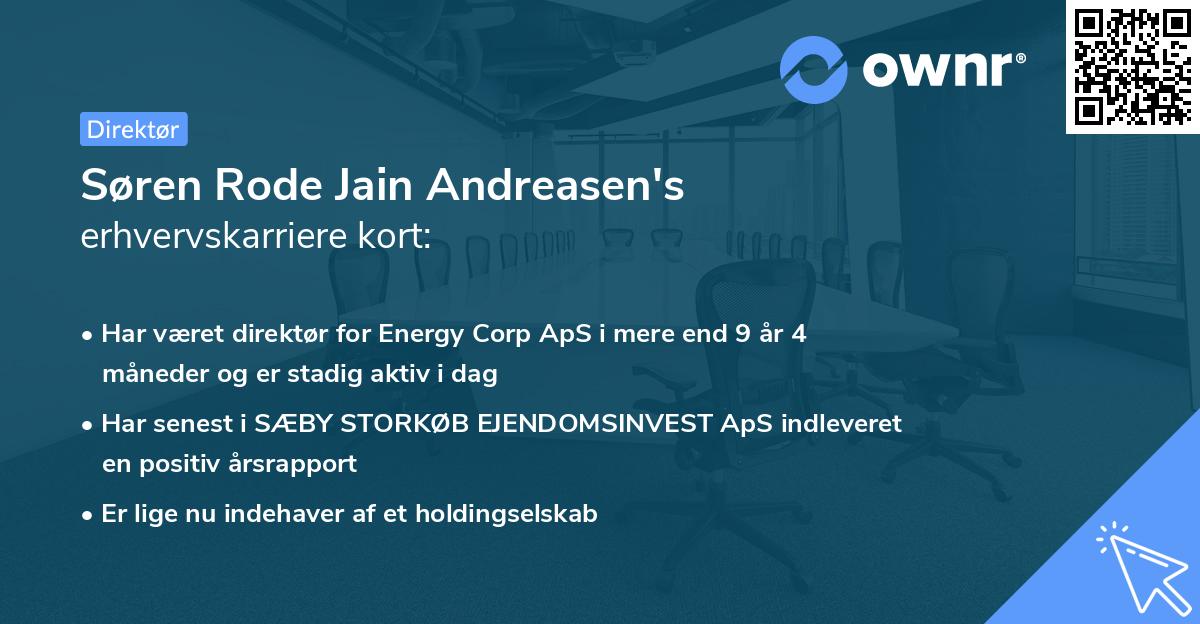 Søren Rode Jain Andreasen's erhvervskarriere kort