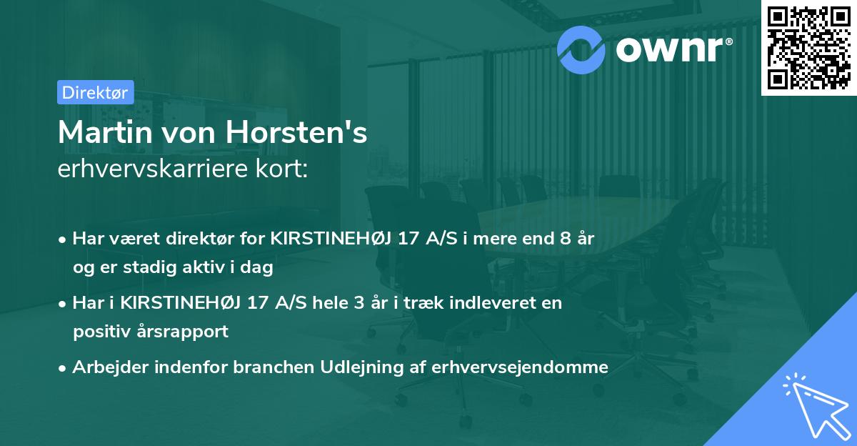 Martin von Horsten's erhvervskarriere kort