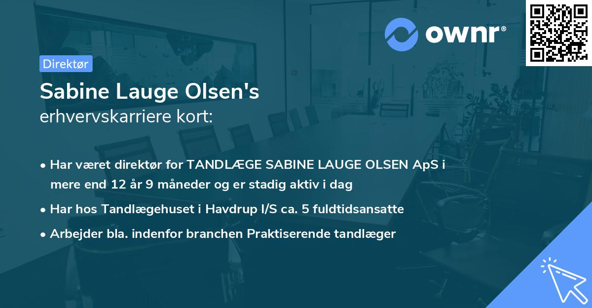 Sabine Lauge Olsen's erhvervskarriere kort