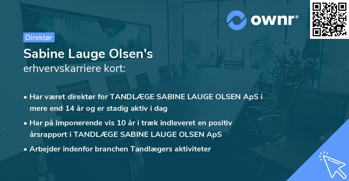 Sabine Lauge Olsen's erhvervskarriere kort