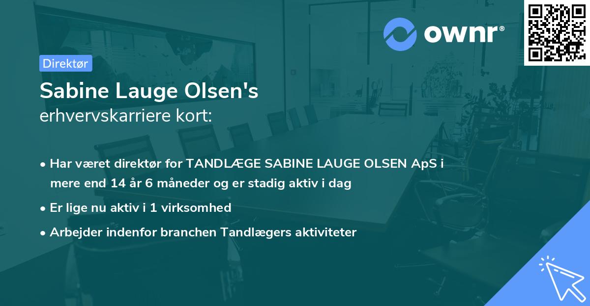 Sabine Lauge Olsen's erhvervskarriere kort