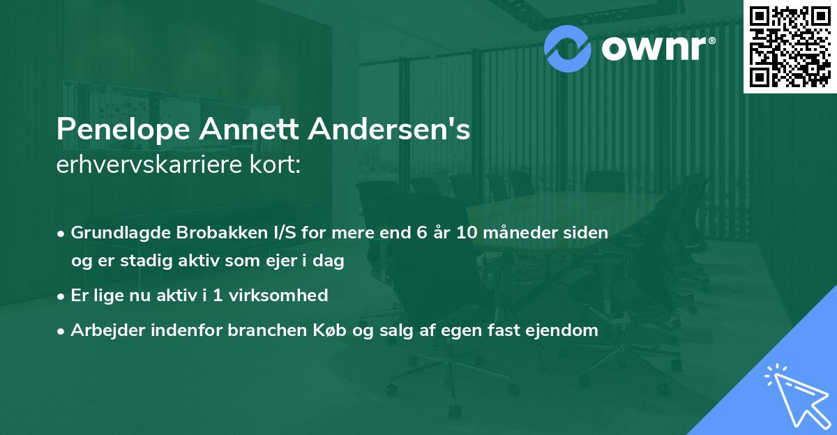 Penelope Annett Andersen's erhvervskarriere kort