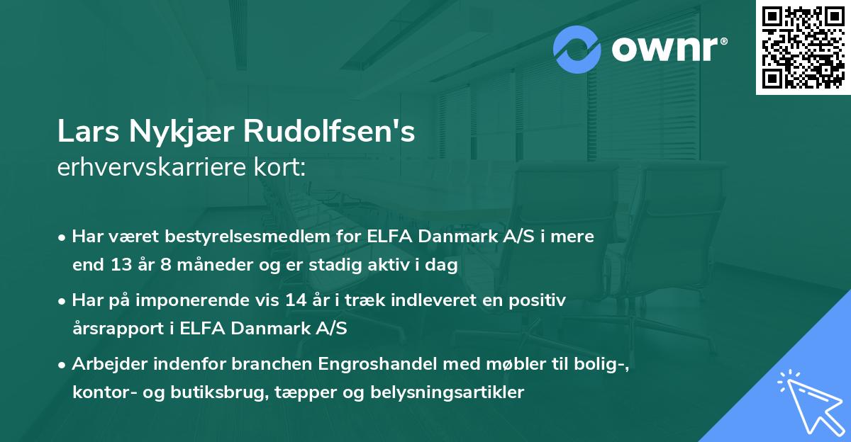 Lars Nykjær Rudolfsen's erhvervskarriere kort