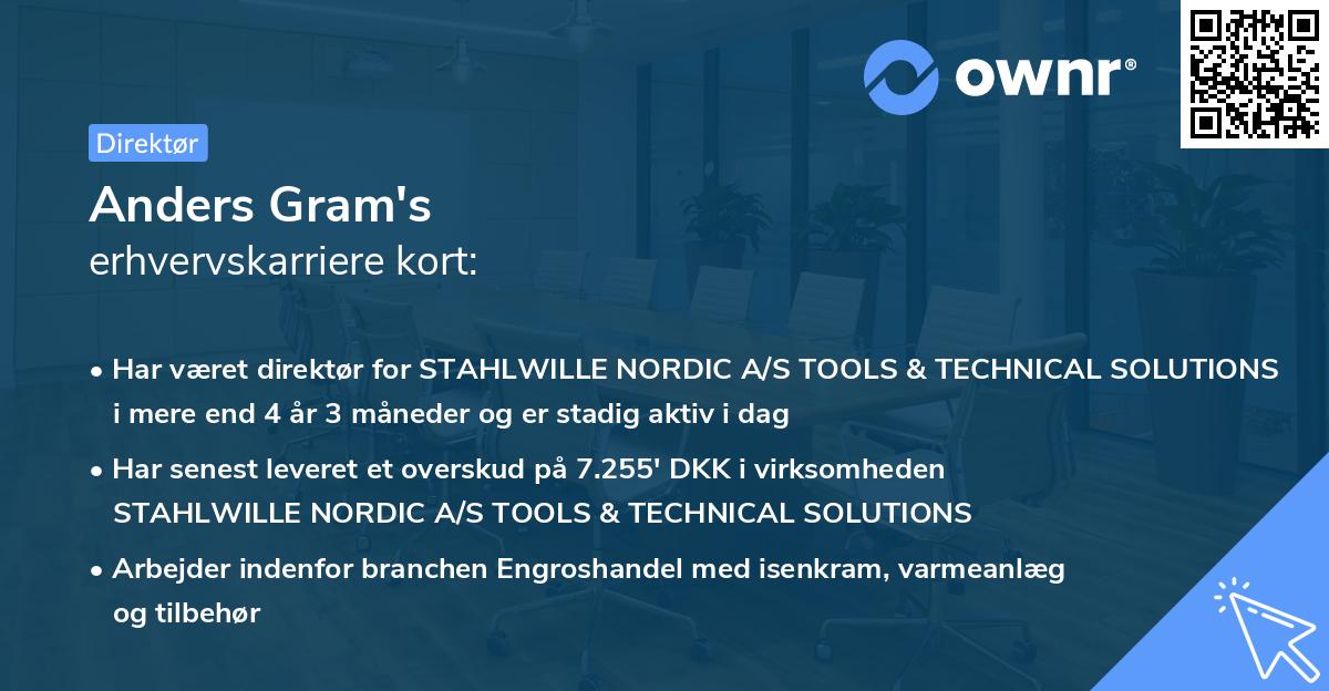 Anders Gram's erhvervskarriere kort