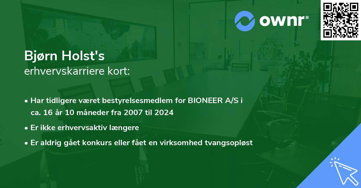 Bjørn Holst's erhvervskarriere kort