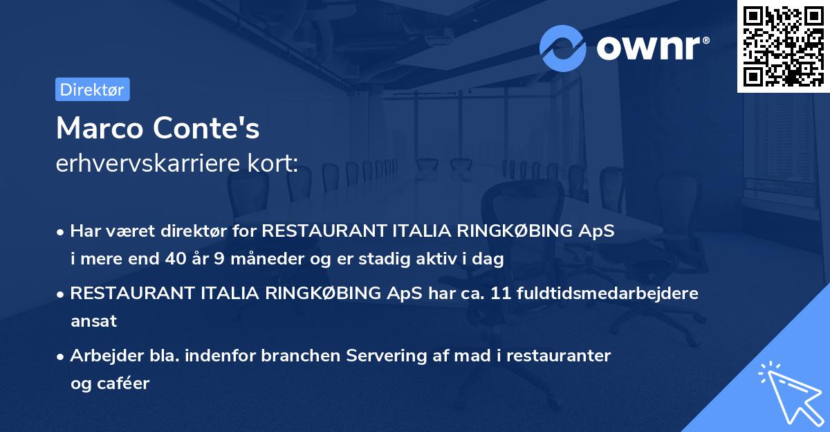 Marco Conte's erhvervskarriere kort