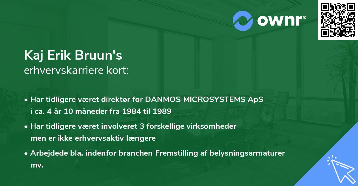 Kaj Erik Bruun's erhvervskarriere kort