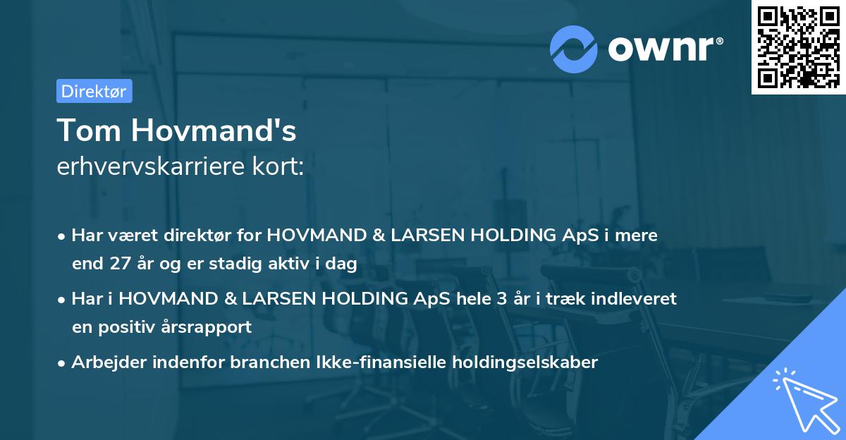Tom Hovmand's erhvervskarriere kort