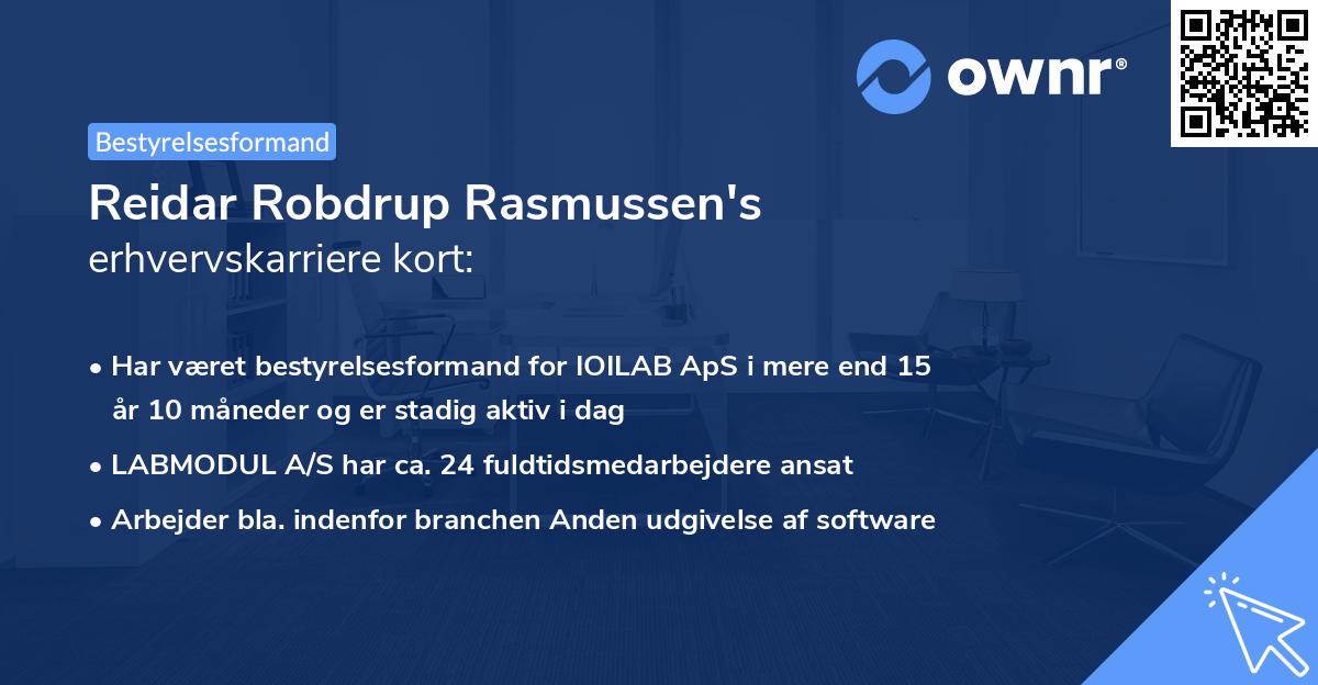Reidar Robdrup Rasmussen's erhvervskarriere kort