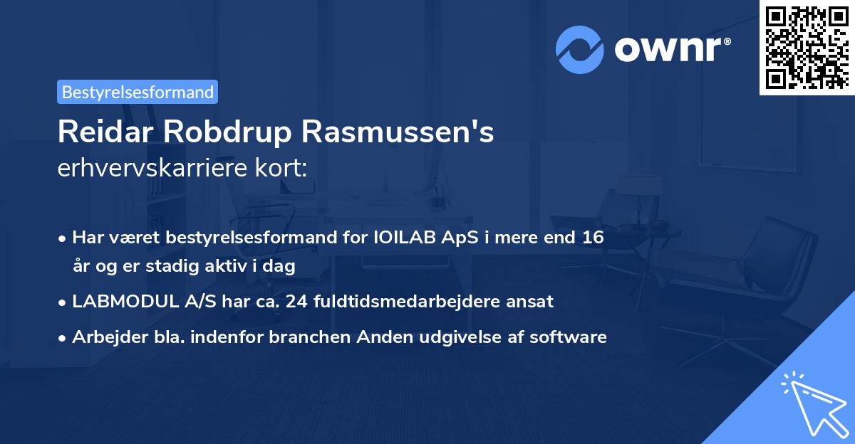 Reidar Robdrup Rasmussen's erhvervskarriere kort