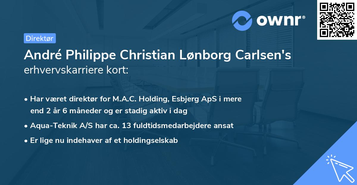 André Philippe Christian Lønborg Carlsen's erhvervskarriere kort