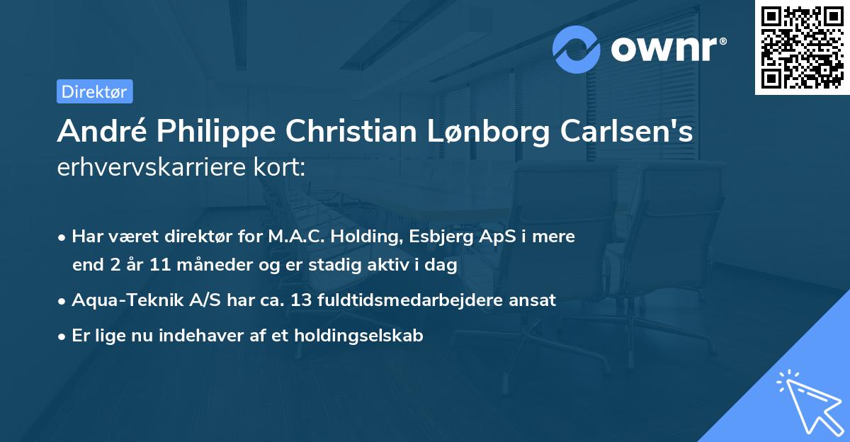 André Philippe Christian Lønborg Carlsen's erhvervskarriere kort