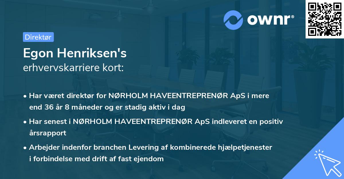 Egon Henriksen's erhvervskarriere kort
