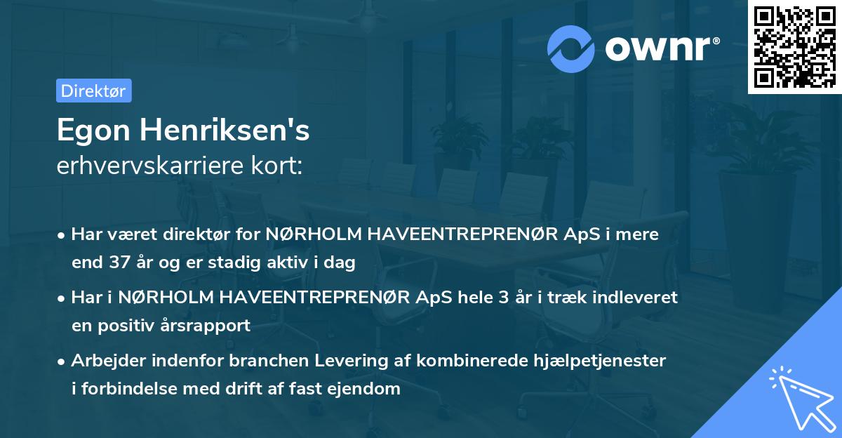 Egon Henriksen's erhvervskarriere kort