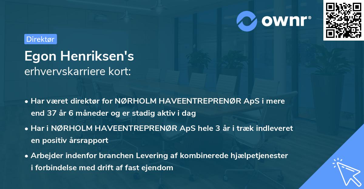 Egon Henriksen's erhvervskarriere kort