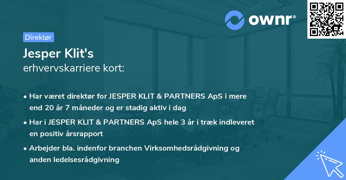 Jesper Klit's erhvervskarriere kort