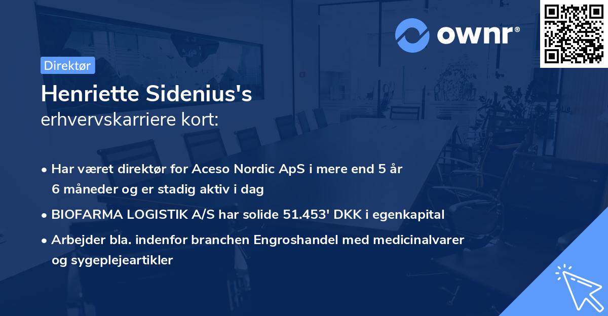 Henriette Sidenius's erhvervskarriere kort