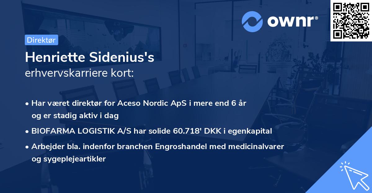 Henriette Sidenius's erhvervskarriere kort