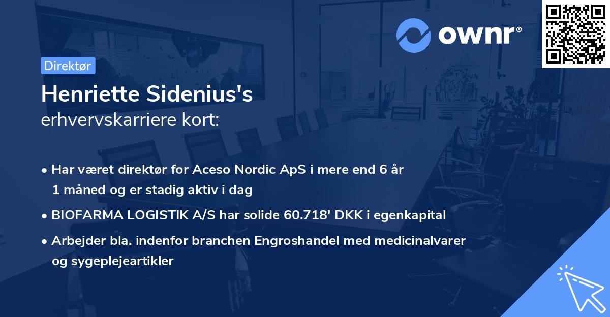 Henriette Sidenius's erhvervskarriere kort