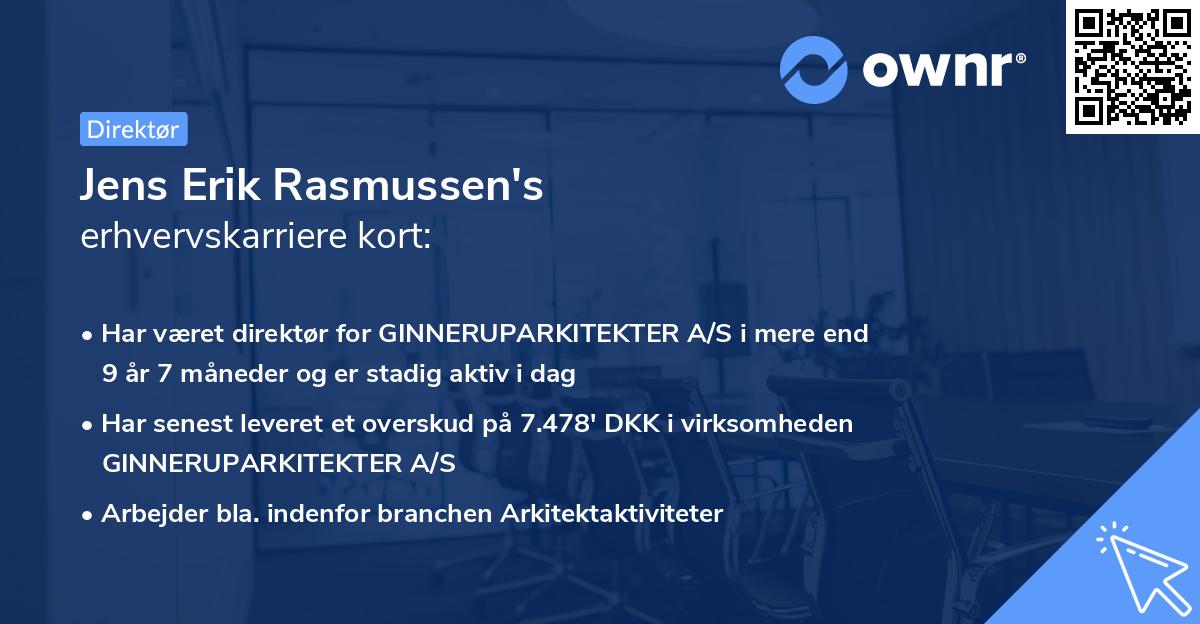 Jens Erik Rasmussen's erhvervskarriere kort